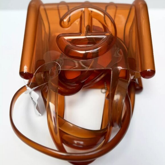 Melissa X Telfar Clear Brown small shopper PVC Tote cross body bad - Picture 3 of 8